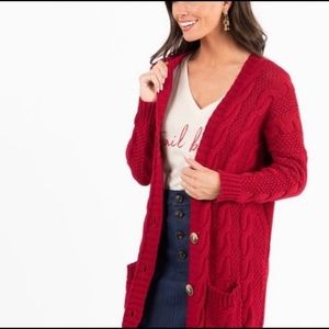 Red Agnes and Dora Boyfriend Cardigan